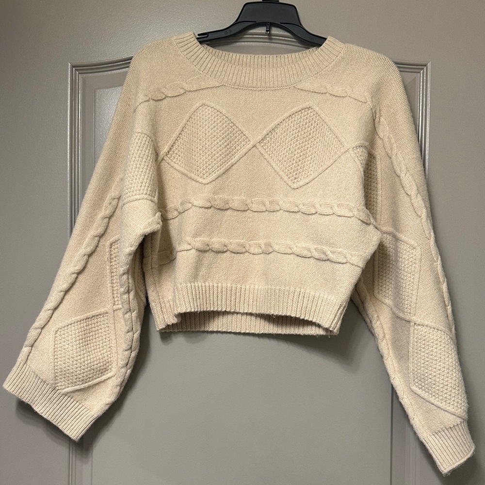 NEST Fragrances Beige Textured Crew Neck Sweater